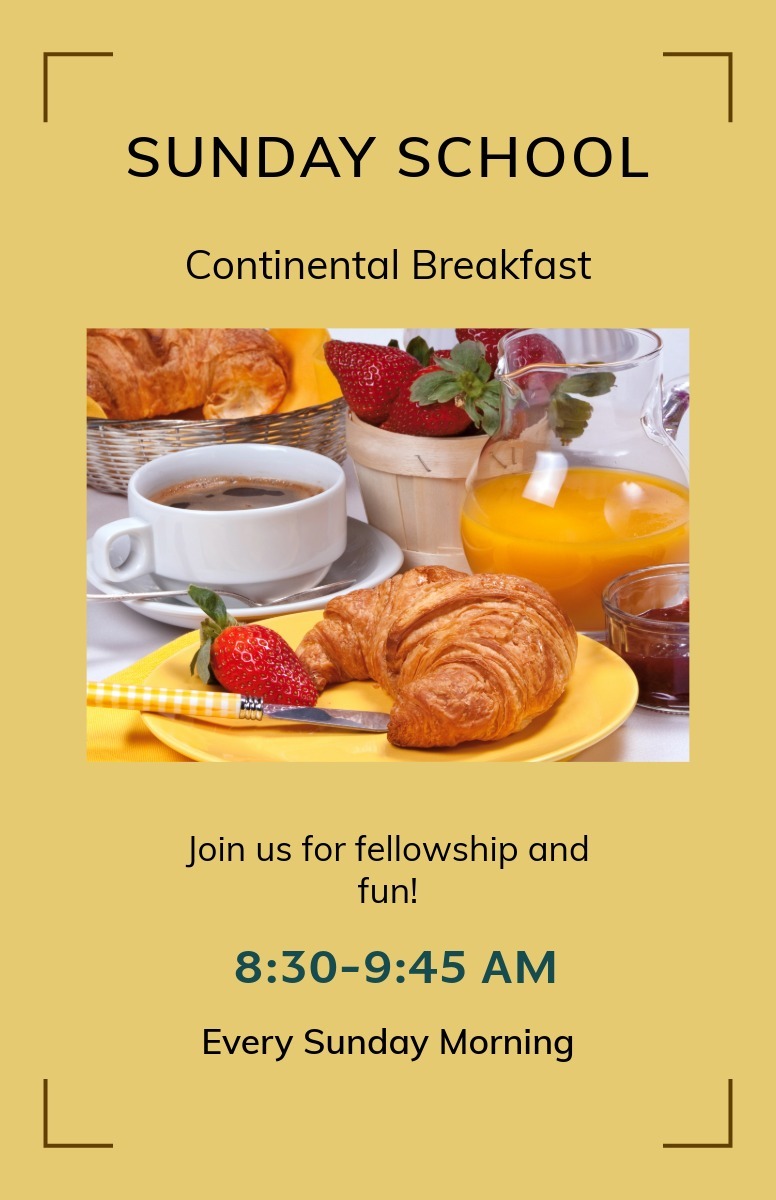 Join us for Sunday school each Sunday between 8:30 am and 9:45 am in the fellowship hall. Continental breakfast is provided.